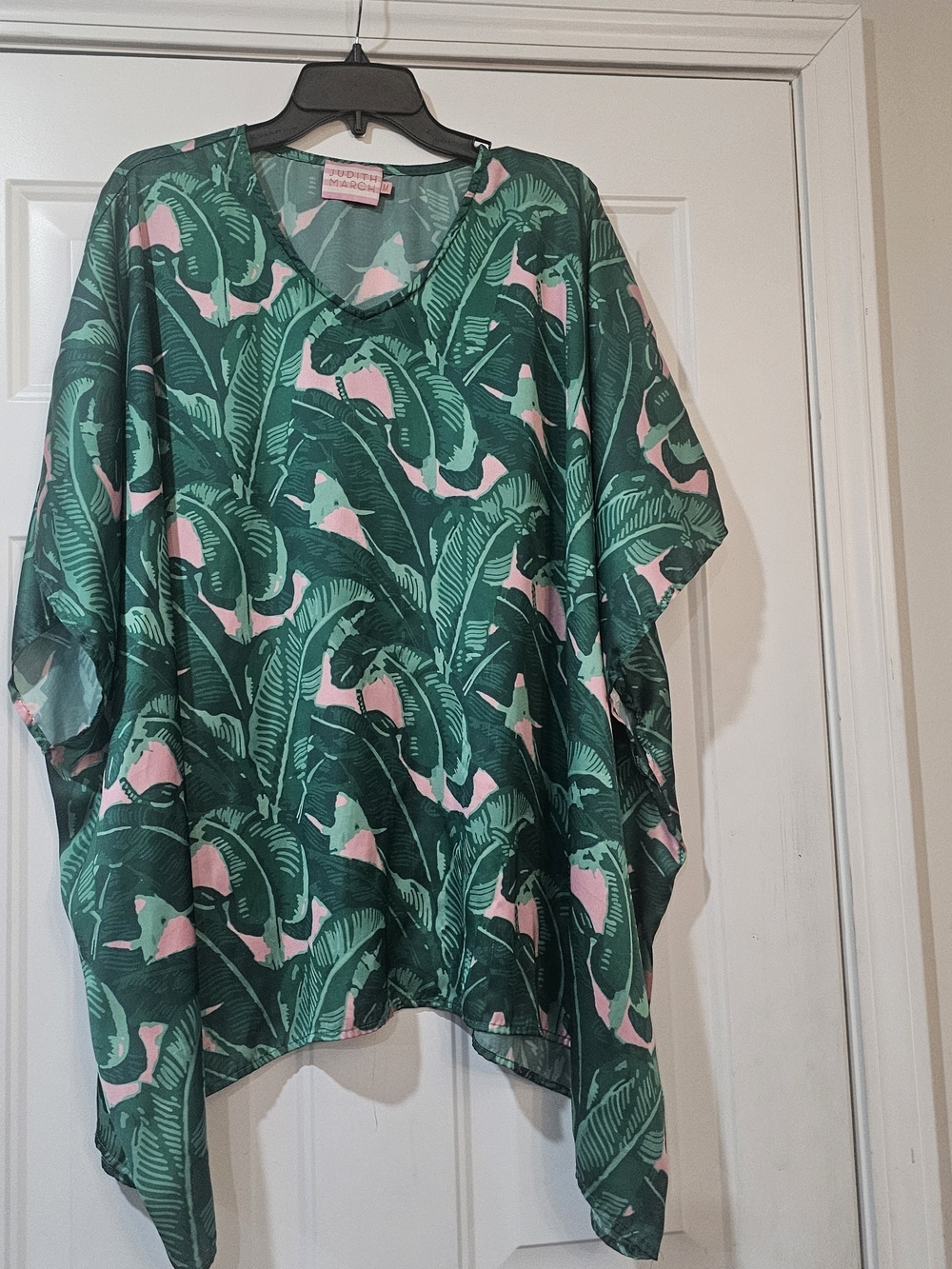 Judith March Green Tropical Print V-Neck Women’s Cover Up Size Medium {Bx26}
